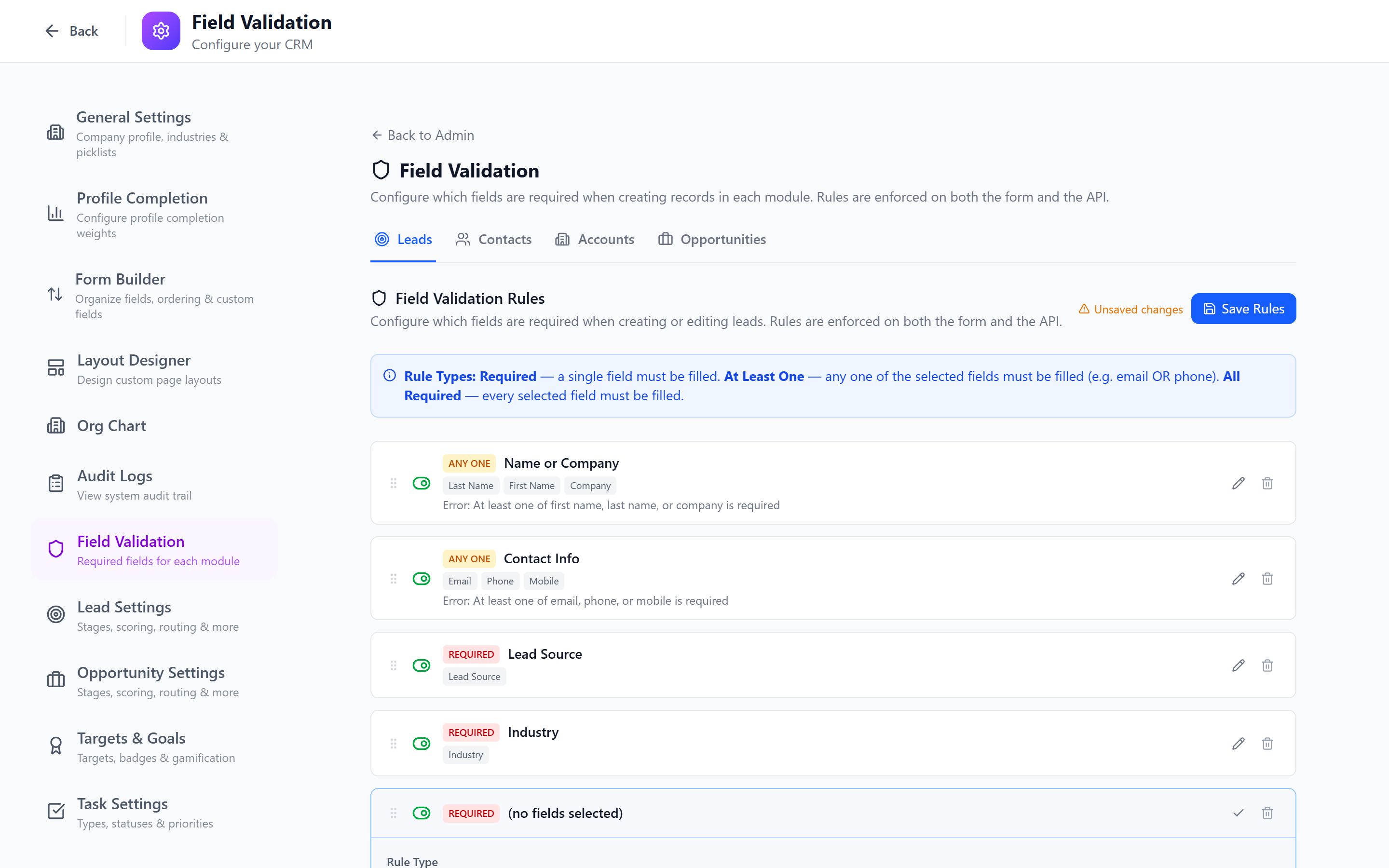 Screenshot: Add validation rule dialog