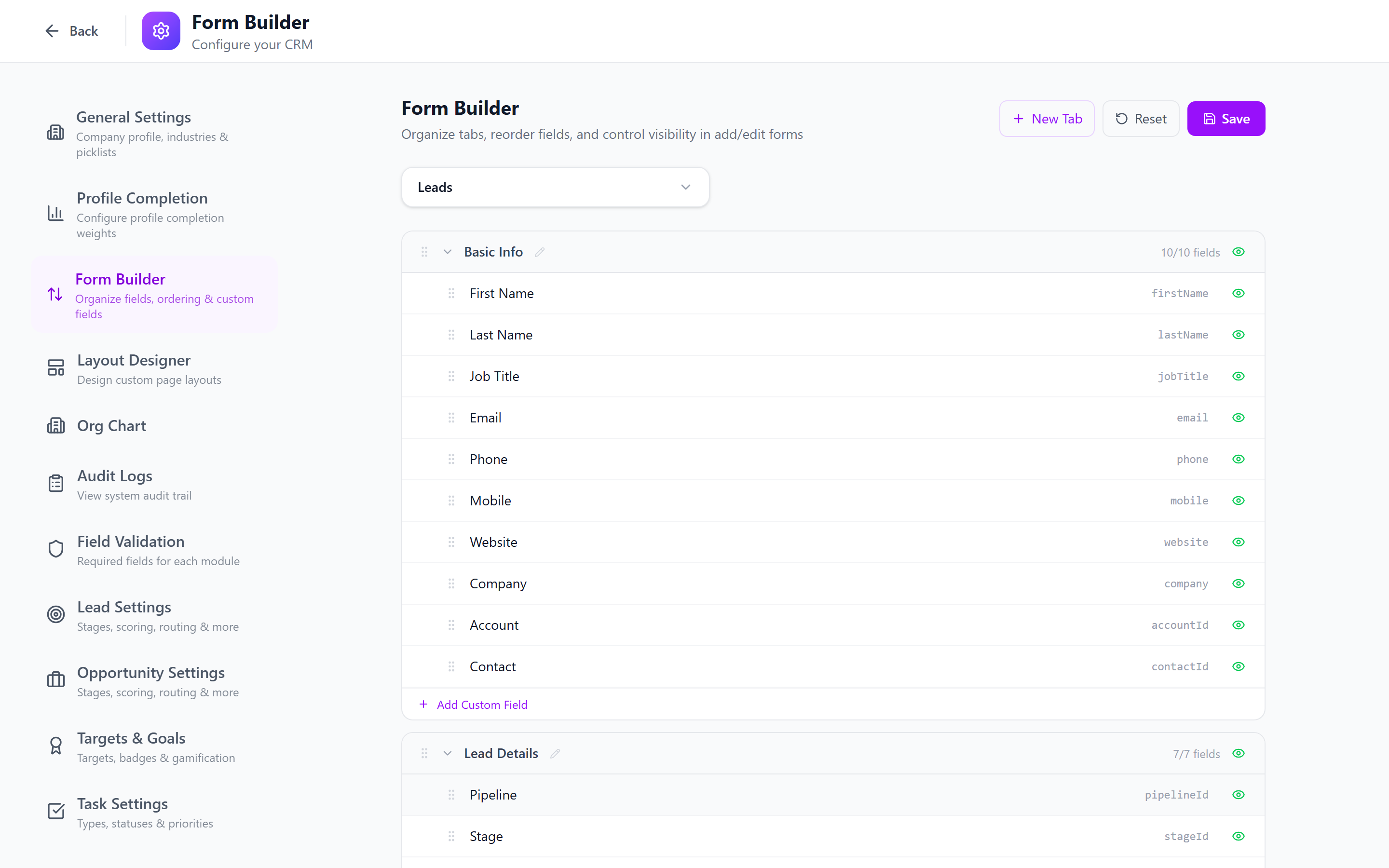 Screenshot: Custom tabs on a record detail page